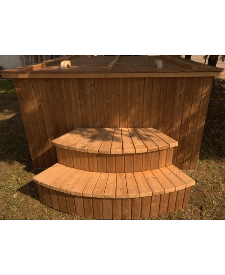 Square shape hot tub with thermowood trim 180x180 cm Square shape hot tub with thermowood trim 180x180 cm