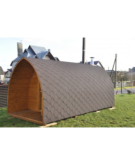 Outdoor sauna with panoramic window Outdoor sauna with panoramic window