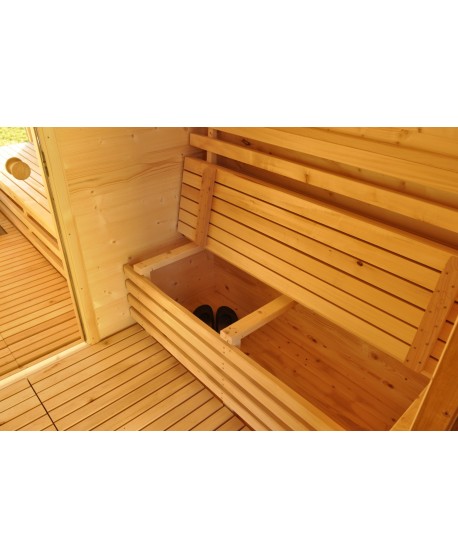 Outdoor sauna with panoramic window Outdoor sauna with panoramic window