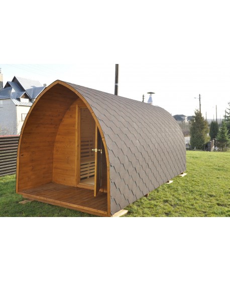 Outdoor sauna with panoramic window Outdoor sauna with panoramic window
