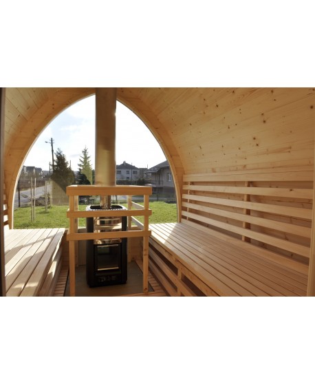 Outdoor sauna with panoramic window Outdoor sauna with panoramic window