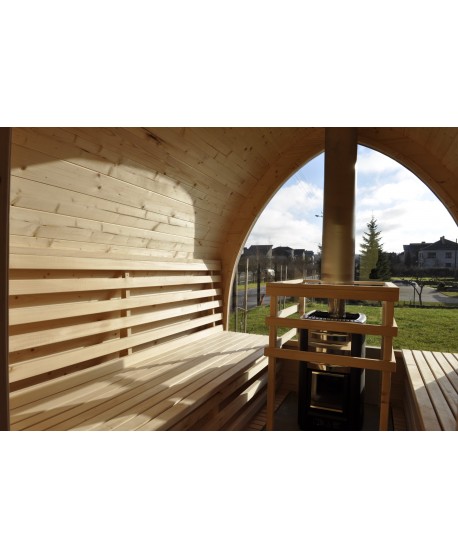 Outdoor sauna with panoramic window Outdoor sauna with panoramic window