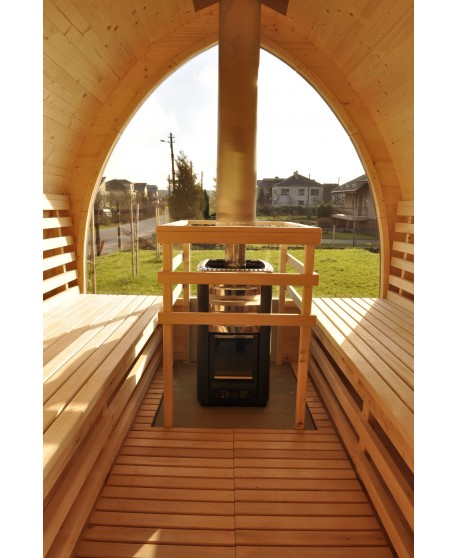 Outdoor sauna with panoramic window Outdoor sauna with panoramic window