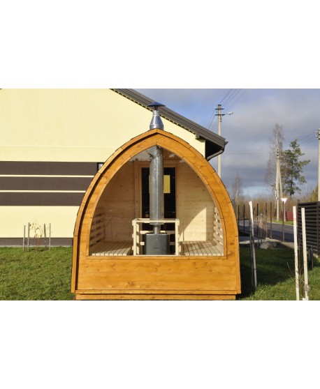 Outdoor sauna with panoramic window Outdoor sauna with panoramic window