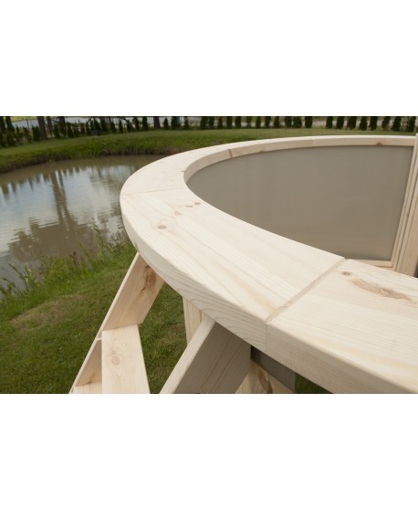 wooden sill of hot tub
