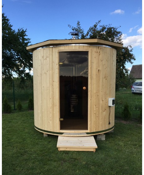 Outdoor wood heated sauna