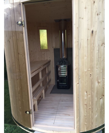 Outdoor wood heated sauna