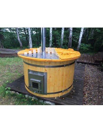 Outdoor hot tub with integrated wood stove 1.6 m