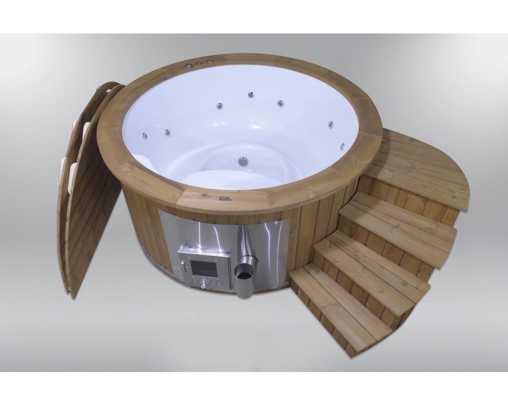 Fiberglass hot tub with podium Fiberglass hot tub with podium